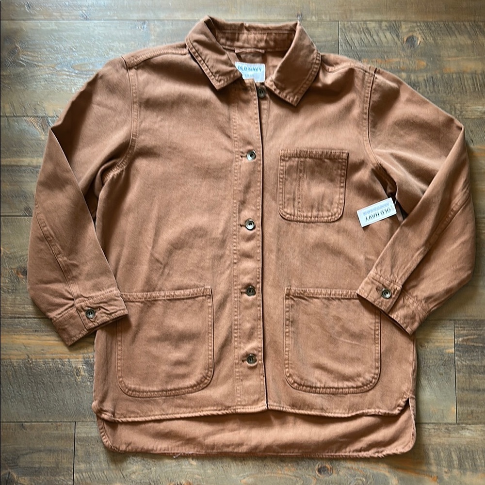 Old Navy Tan Utility Canvas Jacket Top NWT